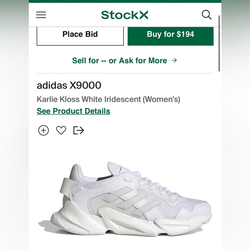 New adidas adidas X9000 Karlie Kloss White Iridescent (Women's)